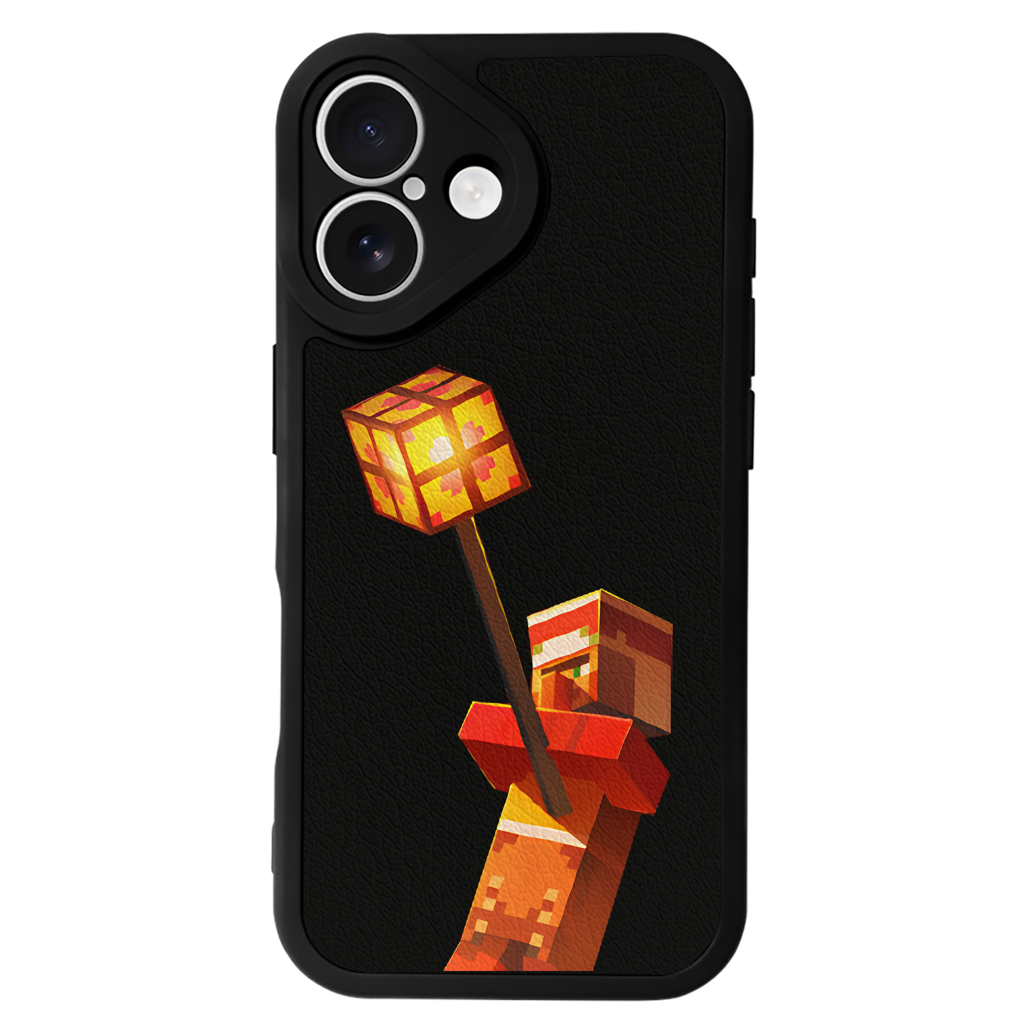 （画像用） マインクラフト ブロックの世界 Minecraft MC Block world 【iPhone 16シリーズ対応】シリコンスマホケース（レザー調） 材質：シリコン